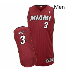 Mens Adidas Miami Heat 3 Dwyane Wade Authentic Red Alternate NBA Jersey