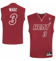 Mens Adidas Miami Heat 3 Dwyane Wade Authentic Red Pride NBA Jersey