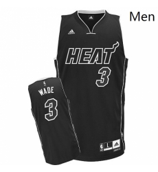 Mens Adidas Miami Heat 3 Dwyane Wade Swingman Black Shadow NBA Jersey
