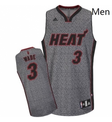 Mens Adidas Miami Heat 3 Dwyane Wade Swingman Grey Static Fashion NBA Jersey