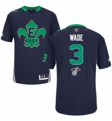 Mens Adidas Miami Heat 3 Dwyane Wade Swingman Navy Blue 2014 All Star NBA Jersey