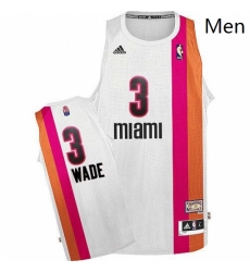 Mens Adidas Miami Heat 3 Dwyane Wade Swingman White ABA Hardwood Classic NBA Jersey
