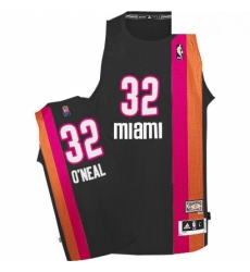 Mens Adidas Miami Heat 32 Shaquille ONeal Authentic Black ABA Hardwood Classic NBA Jersey