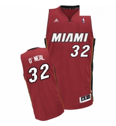 Mens Adidas Miami Heat 32 Shaquille ONeal Swingman Red Alternate NBA Jersey
