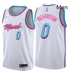 Mens Nike Miami Heat 0 Josh Richardson Authentic White NBA Jersey City Edition