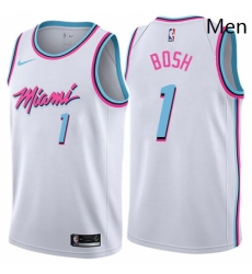 Mens Nike Miami Heat 1 Chris Bosh Authentic White NBA Jersey City Edition
