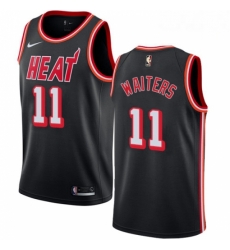 Mens Nike Miami Heat 11 Dion Waiters Authentic Black Black Fashion Hardwood Classics NBA Jersey