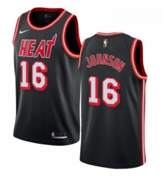 Mens Nike Miami Heat 16 James Johnson Authentic Black Black Fashion Hardwood Classics NBA Jersey