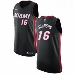 Mens Nike Miami Heat 16 James Johnson Authentic Black Road NBA Jersey Icon Edition