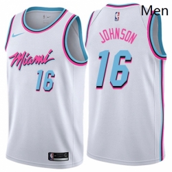 Mens Nike Miami Heat 16 James Johnson Authentic White NBA Jersey City Edition