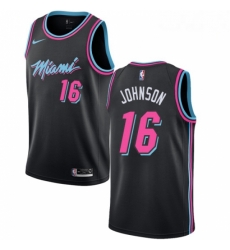 Mens Nike Miami Heat 16 James Johnson Swingman Black NBA Jersey City Edition
