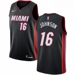 Mens Nike Miami Heat 16 James Johnson Swingman Black Road NBA Jersey Icon Edition