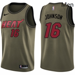 Mens Nike Miami Heat 16 James Johnson Swingman Green Salute to Service NBA Jersey
