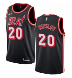Mens Nike Miami Heat 20 Justise Winslow Authentic Black Black Fashion Hardwood Classics NBA Jersey