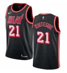 Mens Nike Miami Heat 21 Hassan Whiteside Authentic Black Black Fashion Hardwood Classics NBA Jersey