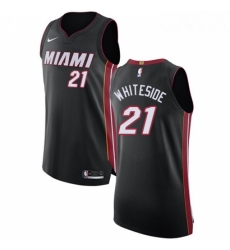 Mens Nike Miami Heat 21 Hassan Whiteside Authentic Black Road NBA Jersey Icon Edition