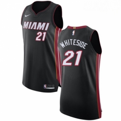 Mens Nike Miami Heat 21 Hassan Whiteside Authentic Black Road NBA Jersey Icon Edition