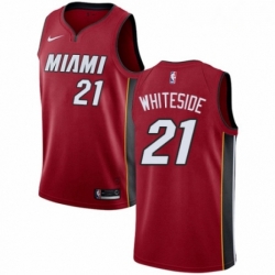 Mens Nike Miami Heat 21 Hassan Whiteside Authentic Red NBA Jersey Statement Edition