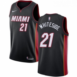 Mens Nike Miami Heat 21 Hassan Whiteside Swingman Black Road NBA Jersey Icon Edition