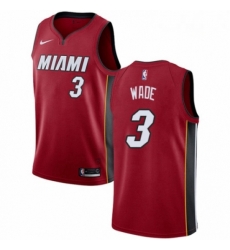 Mens Nike Miami Heat 3 Dwyane Wade Authentic Red NBA Jersey Statement Edition