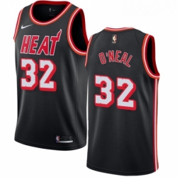 Mens Nike Miami Heat 32 Shaquille ONeal Authentic Black Black Fashion Hardwood Classics NBA Jersey