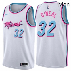 Mens Nike Miami Heat 32 Shaquille ONeal Authentic White NBA Jersey City Edition