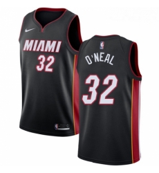 Mens Nike Miami Heat 32 Shaquille ONeal Swingman Black Road NBA Jersey Icon Edition