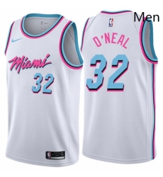 Mens Nike Miami Heat 32 Shaquille ONeal Swingman White NBA Jersey City Edition