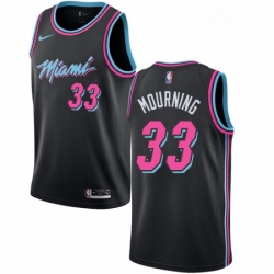 Mens Nike Miami Heat 33 Alonzo Mourning Swingman Black NBA Jersey City Edition