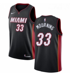 Mens Nike Miami Heat 33 Alonzo Mourning Swingman Black Road NBA Jersey Icon Edition
