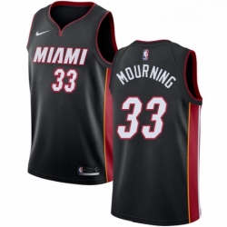 Mens Nike Miami Heat 33 Alonzo Mourning Swingman Black Road NBA Jersey Icon Edition