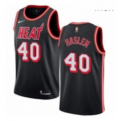 Mens Nike Miami Heat 40 Udonis Haslem Authentic Black Black Fashion Hardwood Classics NBA Jersey