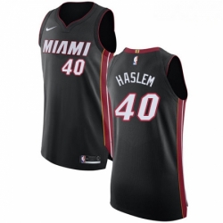 Mens Nike Miami Heat 40 Udonis Haslem Authentic Black Road NBA Jersey Icon Edition