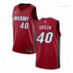 Mens Nike Miami Heat 40 Udonis Haslem Authentic Red NBA Jersey Statement Edition