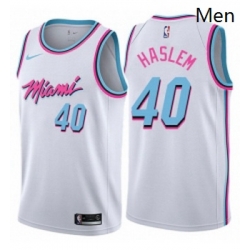 Mens Nike Miami Heat 40 Udonis Haslem Authentic White NBA Jersey City Edition