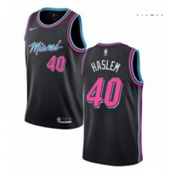 Mens Nike Miami Heat 40 Udonis Haslem Swingman Black NBA Jersey City Edition