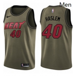 Mens Nike Miami Heat 40 Udonis Haslem Swingman Green Salute to Service NBA Jersey