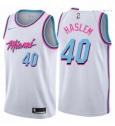 Mens Nike Miami Heat 40 Udonis Haslem Swingman White NBA Jersey City Edition