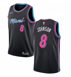 Mens Nike Miami Heat 8 Tyler Johnson Swingman Black NBA Jersey City Edition 