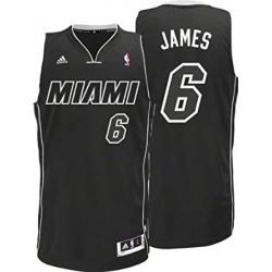 NBA Men's Miami Heat LeBron James Black-Black-White Swingman Jersey