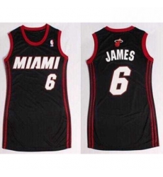 Women NBA Heat 6 LeBron James Black Dress NBA Jersey