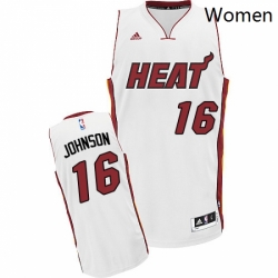 Womens Adidas Miami Heat 16 James Johnson Swingman White Home NBA Jersey