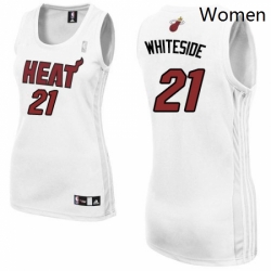Womens Adidas Miami Heat 21 Hassan Whiteside Authentic White Home NBA Jersey