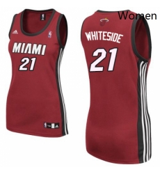 Womens Adidas Miami Heat 21 Hassan Whiteside Swingman Red Alternate NBA Jersey
