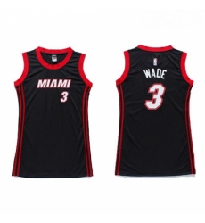 Womens Adidas Miami Heat 3 Dwyane Wade Authentic Black Dress NBA Jersey