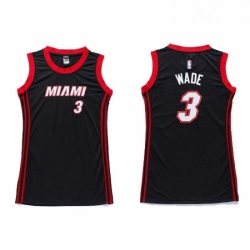 Womens Adidas Miami Heat 3 Dwyane Wade Authentic Black Dress NBA Jersey