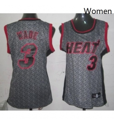 Womens Adidas Miami Heat 3 Dwyane Wade Authentic Grey Static Fashion NBA Jersey