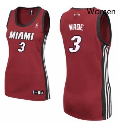 Womens Adidas Miami Heat 3 Dwyane Wade Authentic Red Alternate NBA Jersey