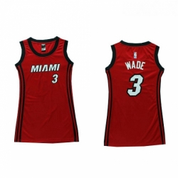 Womens Adidas Miami Heat 3 Dwyane Wade Authentic Red Dress NBA Jersey