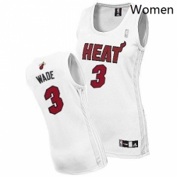Womens Adidas Miami Heat 3 Dwyane Wade Authentic White Home NBA Jersey
